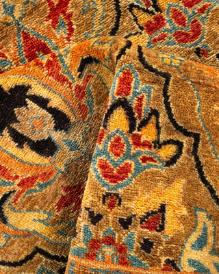 Traditional Mogul Yellow Wool Area Rug 4' 3" x 5' 10" - Solo Rugs