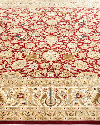 Traditional Mogul Red Wool Area Rug 9' 2" x 12' 4" - Solo Rugs