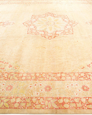 Traditional Mogul Yellow Wool Area Rug 12' 2" x 17' 6" - Solo Rugs