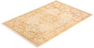 Traditional Mogul Ivory Wool Area Rug 4' 7" x 6' 8" - Solo Rugs