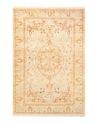 Traditional Mogul Ivory Wool Area Rug 4' 7" x 6' 8" - Solo Rugs