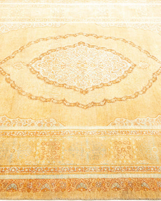 Traditional Mogul Yellow Wool Area Rug 4' 8" x 6' 7" - Solo Rugs