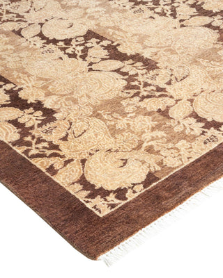Traditional Mogul Brown Wool Area Rug 4' 1" x 5' 10" - Solo Rugs