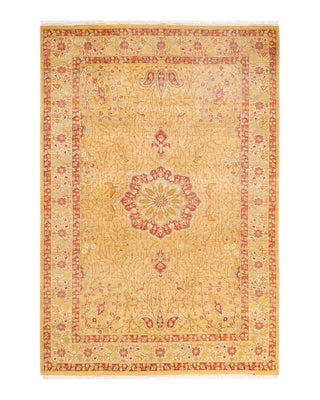 Traditional Mogul Yellow Wool Area Rug 4' 2" x 6' 2" - Solo Rugs