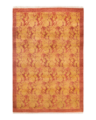Traditional Mogul Pink Wool Area Rug 4' 3" x 6' 1" - Solo Rugs