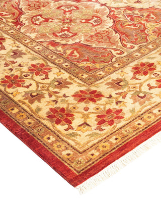 Traditional Mogul Orange Wool Area Rug 4' 2" x 5' 10" - Solo Rugs