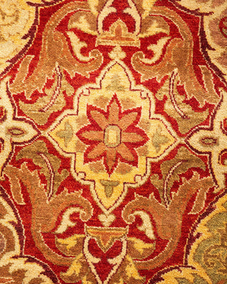 Traditional Mogul Orange Wool Area Rug 4' 2" x 5' 10" - Solo Rugs