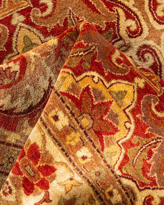 Traditional Mogul Orange Wool Area Rug 4' 2" x 5' 10" - Solo Rugs