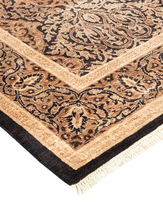 Traditional Mogul Black Wool Square Area Rug 3' 10" x 4' 2" - Solo Rugs