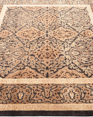 Traditional Mogul Black Wool Square Area Rug 3' 10" x 4' 2" - Solo Rugs