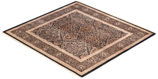 Traditional Mogul Black Wool Square Area Rug 3' 10" x 4' 2" - Solo Rugs