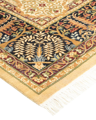 Traditional Mogul Yellow Wool Area Rug 8' 1" x 8' 4" - Solo Rugs