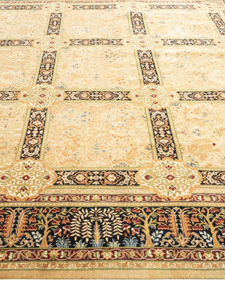 Traditional Mogul Yellow Wool Area Rug 8' 1" x 8' 4" - Solo Rugs