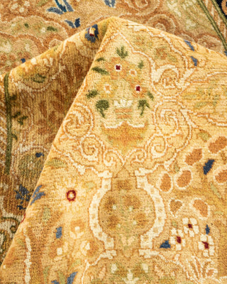 Traditional Mogul Yellow Wool Area Rug 8' 1" x 8' 4" - Solo Rugs
