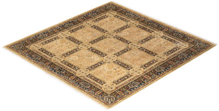 Traditional Mogul Yellow Wool Area Rug 8' 1" x 8' 4" - Solo Rugs