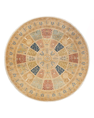 Traditional Mogul Ivory Wool Round Area Rug 8' 1" x 8' 1" - Solo Rugs