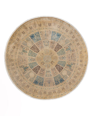 Traditional Mogul Ivory Wool Round Area Rug 10' 1" x 10' 1" - Solo Rugs