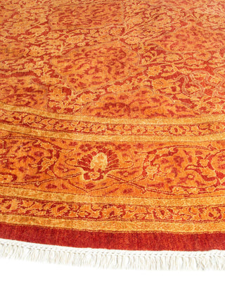 Traditional Mogul Orange Wool Round Area Rug 10' 1" x 10' 1" - Solo Rugs