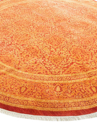 Traditional Mogul Orange Wool Round Area Rug 10' 1" x 10' 1" - Solo Rugs