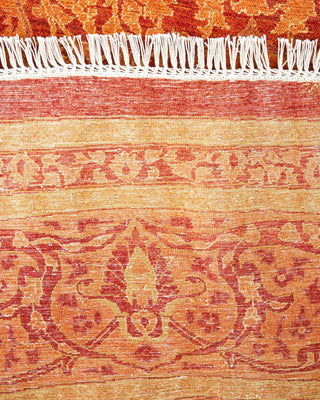 Traditional Mogul Orange Wool Round Area Rug 10' 1" x 10' 1" - Solo Rugs