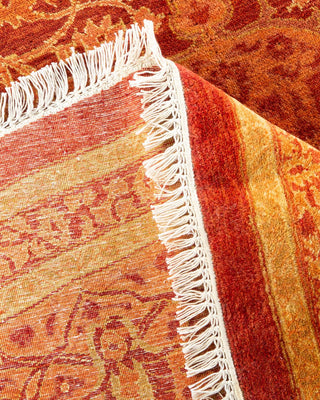 Traditional Mogul Orange Wool Round Area Rug 10' 1" x 10' 1" - Solo Rugs