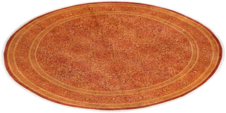 Traditional Mogul Orange Wool Round Area Rug 10' 1" x 10' 1" - Solo Rugs