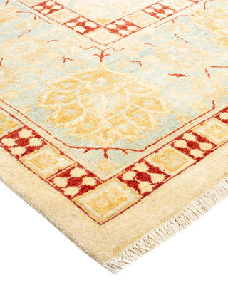Contemporary Eclectic Ivory Wool Area Rug 9' 1" x 12' 5" - Solo Rugs