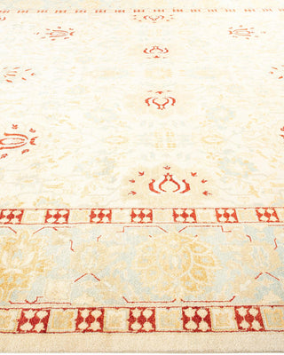 Contemporary Eclectic Ivory Wool Area Rug 9' 1" x 12' 5" - Solo Rugs