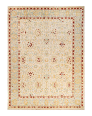Contemporary Eclectic Ivory Wool Area Rug 9' 1" x 12' 5" - Solo Rugs