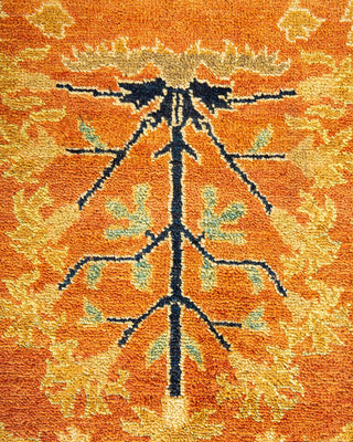 Contemporary Eclectic Orange Wool Area Rug 9' 1" x 12' 5" - Solo Rugs