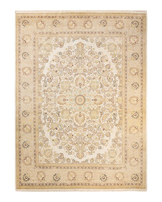 Contemporary Eclectic Ivory Wool Area Rug 9' 1" x 12' 2" - Solo Rugs