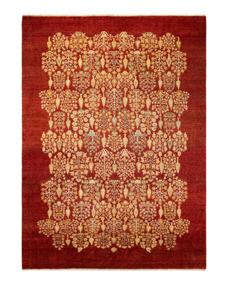 Contemporary Eclectic Orange Wool Area Rug 8' 10" x 12' 2" - Solo Rugs
