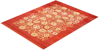 Contemporary Eclectic Orange Wool Area Rug 9' 1" x 12' 0" - Solo Rugs