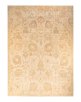 Contemporary Eclectic Ivory Wool Area Rug 9' 0" x 12' 5" - Solo Rugs