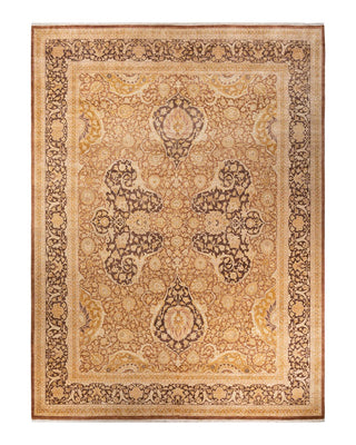 Traditional Mogul Brown Wool Area Rug 10' 3" x 13' 8" - Solo Rugs