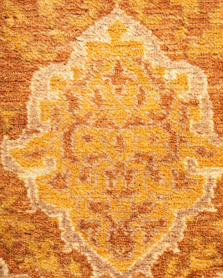 Traditional Mogul Yellow Wool Round Area Rug 5' 1" x 5' 1" - Solo Rugs