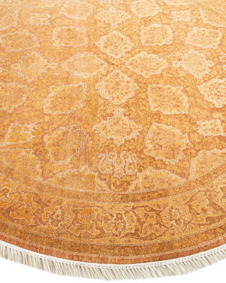 Traditional Mogul Yellow Wool Round Area Rug 5' 1" x 5' 1" - Solo Rugs