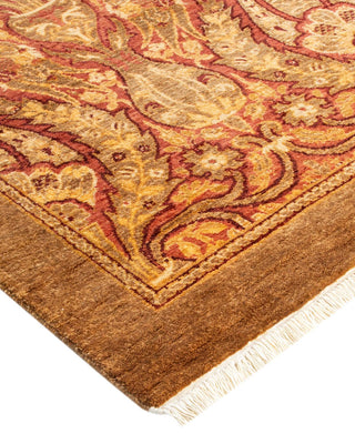 Traditional Mogul Yellow Wool Area Rug 10' 4" x 14' 0" - Solo Rugs