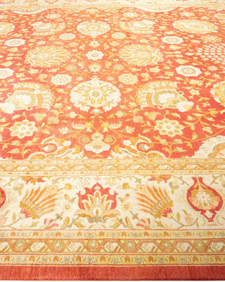 Traditional Mogul Orange Wool Area Rug 9' 2" x 12' 0" - Solo Rugs