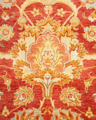 Traditional Mogul Orange Wool Area Rug 9' 4" x 12' 3" - Solo Rugs