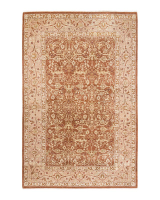 Traditional Mogul Brown Wool Area Rug 5' 3" x 8' 0" - Solo Rugs