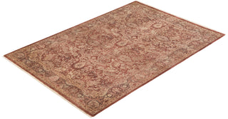 Traditional Mogul Pink Wool Area Rug 4' 3" x 6' 1" - Solo Rugs