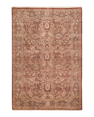 Traditional Mogul Pink Wool Area Rug 4' 3" x 6' 1" - Solo Rugs