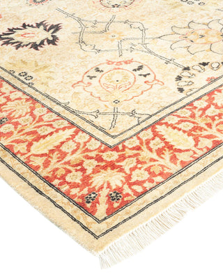 Traditional Mogul Ivory Wool Area Rug 4' 2" x 5' 8" - Solo Rugs