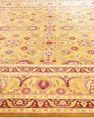 Traditional Mogul Yellow Wool Area Rug 9' 1" x 13' 0" - Solo Rugs