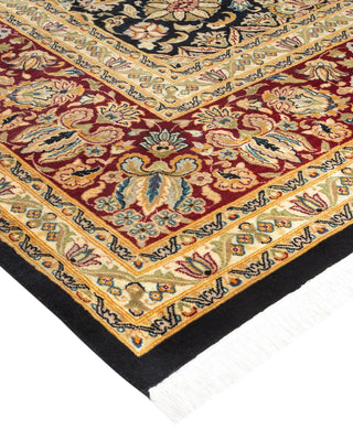 Traditional Mogul Black Wool Area Rug 9' 3" x 12' 5" - Solo Rugs