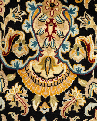 Traditional Mogul Black Wool Area Rug 9' 3" x 12' 5" - Solo Rugs