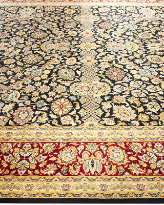 Traditional Mogul Black Wool Area Rug 9' 3" x 12' 5" - Solo Rugs