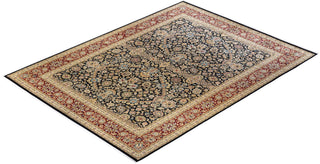 Traditional Mogul Black Wool Area Rug 9' 3" x 12' 5" - Solo Rugs