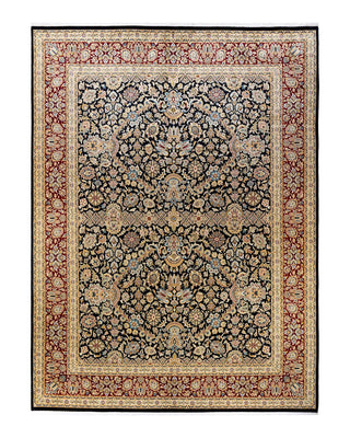 Traditional Mogul Black Wool Area Rug 9' 3" x 12' 5" - Solo Rugs